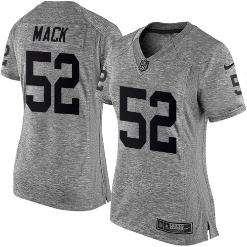 Nike Raiders #52 Khalil Mack Gray Women's Stitched NFL Limited Gridiron Gray Jersey
